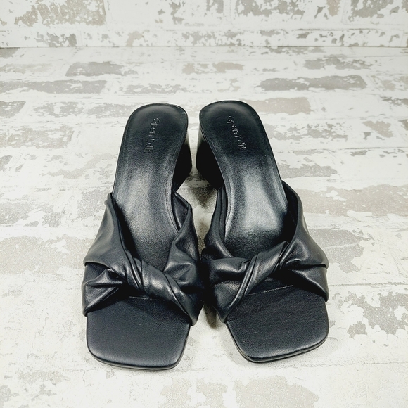 New Open Edit Cora Black Heel Slide Block Heel Sandal F416 - Picture 3 of 13